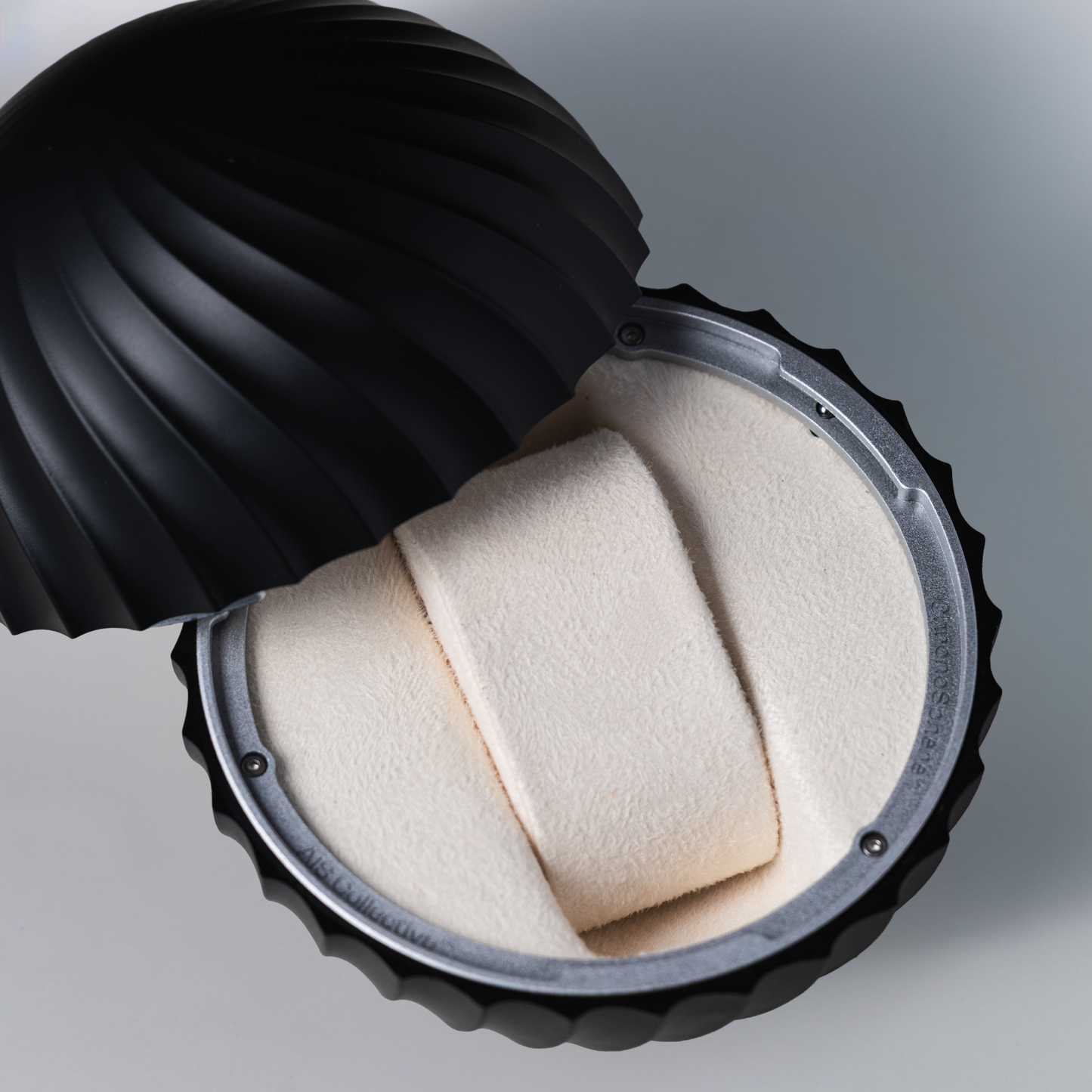Open ChronoSphere, the premium Swiss watch case by AIS Collective, with a Creme interior