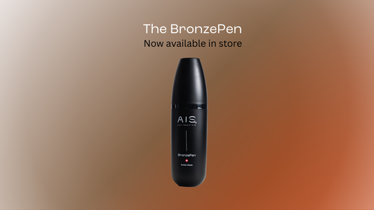 The BronzePen, the first Swiss-made watch cleaner, especially for bronze watches on a bronze gradient background.