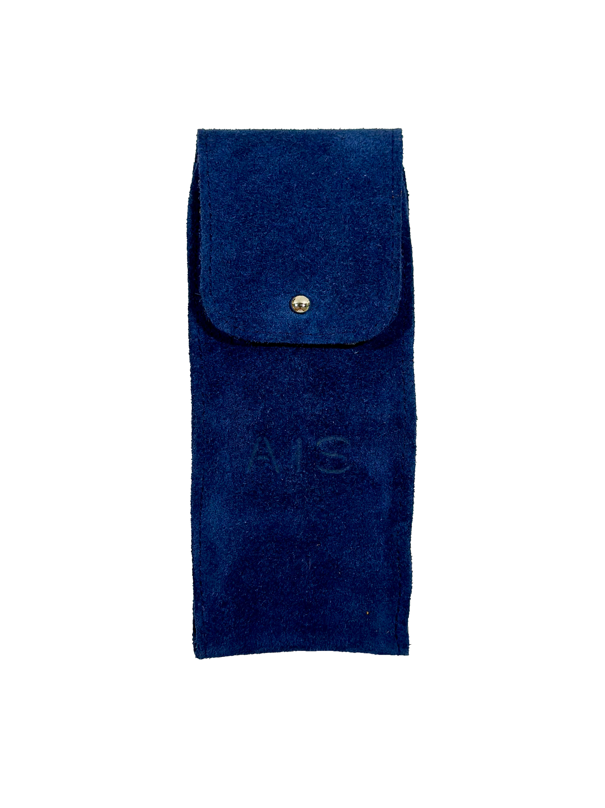 Sleek leather travel watch pouch by AIS Collective, showcased in the premium Indigo Blue color option.