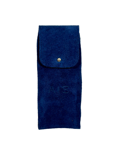 Sleek leather travel watch pouch by AIS Collective, showcased in the premium Indigo Blue color option.