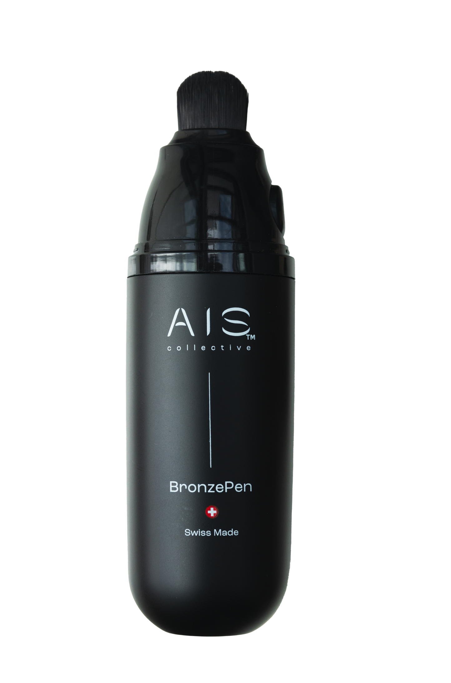 AIS Collective BronzePen with the cap removed, showcasing the integrated premium cleaning brush applicator.