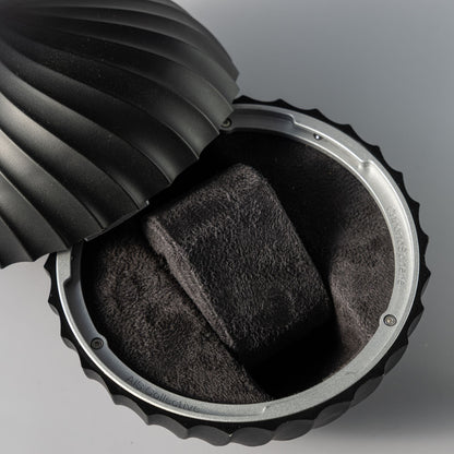 Open AIS Collective ChronoSphere watch display stand in the sleek Obsidian Black variant.